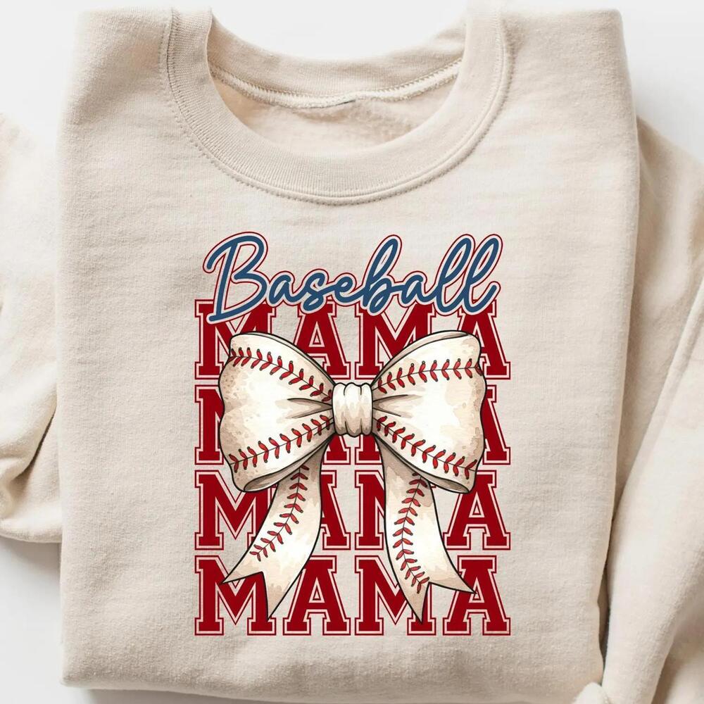 Baseball Mama sweatshirt, Baseball Coquette Bow sweatshirt